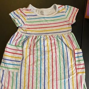 Rainbow Striped Dress with Pockets, Size 3T